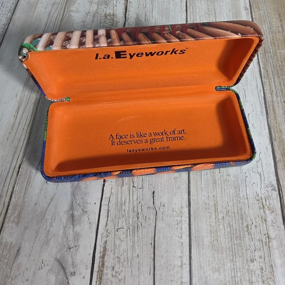 la Eyeworks Hard Shell Glasses Case Multicolor Woven Print Orange Interior
